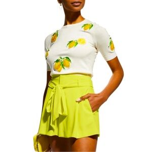 Alice + Olivia Ciara Lemon Embellished Cropped Sweater